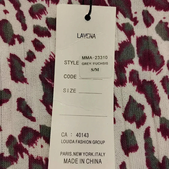 Lavena NWT Women's Ribbed Sweater White/Purple/Gray Animal Print in  Size Small - Picture 7 of 11